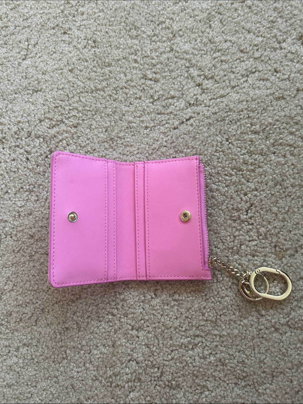PINK Victoria's Secret Embossed Pink Zip Key & Card Holder with Gold Hardware - Picture 3 of 3